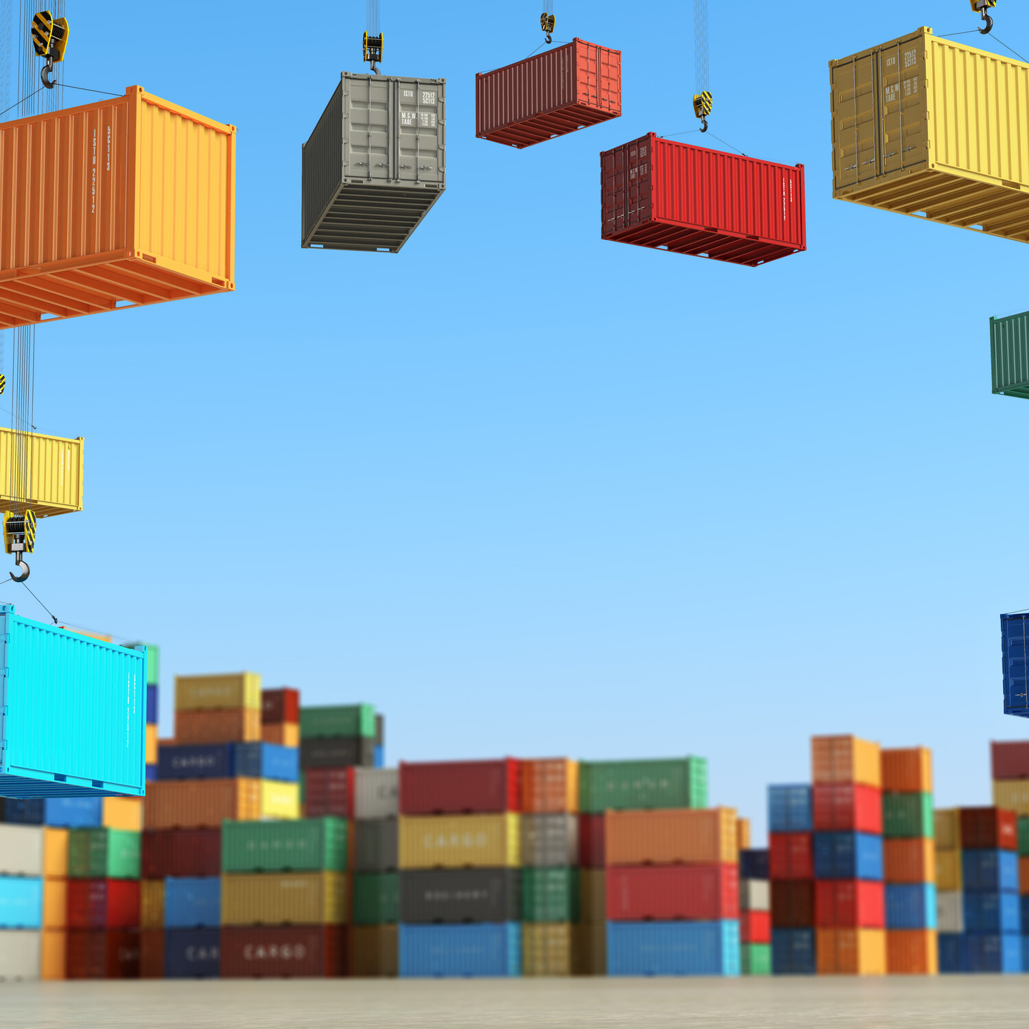 Professional shipping container logistics facility with organized containers